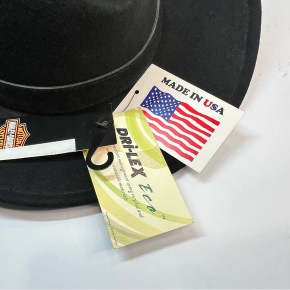 Harley Davidson Black Wool Brim Women’s Cowboy Hat Size Medium Cowgirl - Picture 8 of 11